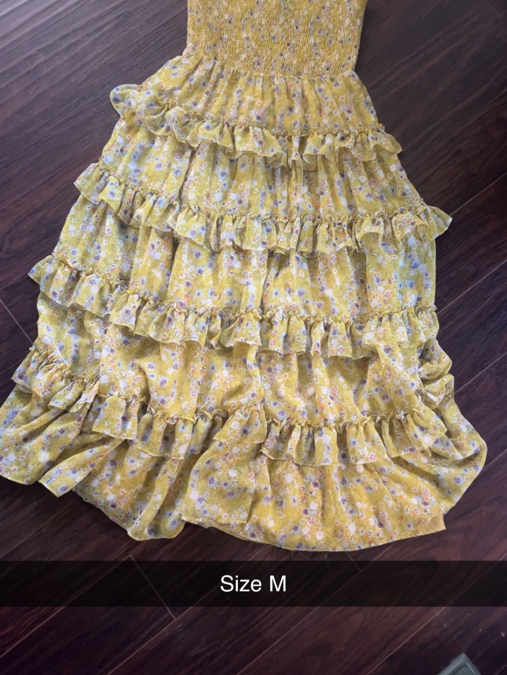 Yellow Floral Ruffle Tiered Kids Dress